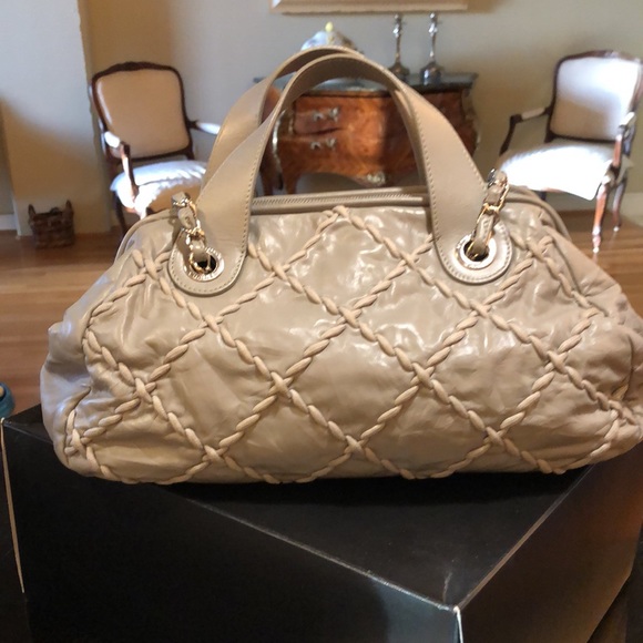 Large Grey Lambskin Bowler Bag - Picture 4 of 15